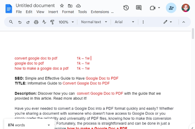 convert google to pdf access