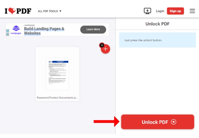 copy content from protected PDF ilovepdf unlock