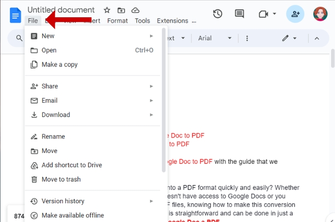 google docs to pdf file