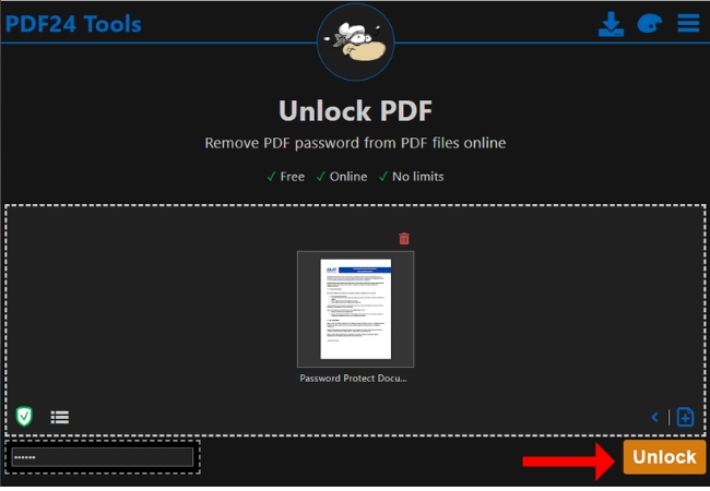 copy text from protected PDF pdf24 unlock
