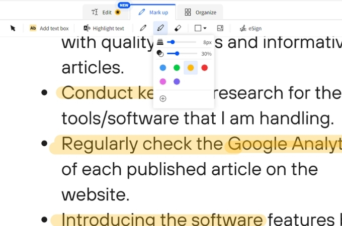 how to highlight the text in PDF smallpdf