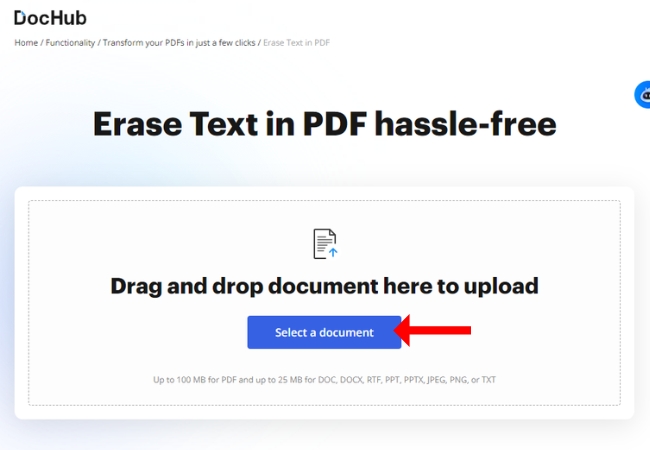 remove handwritten text from pdf dochub