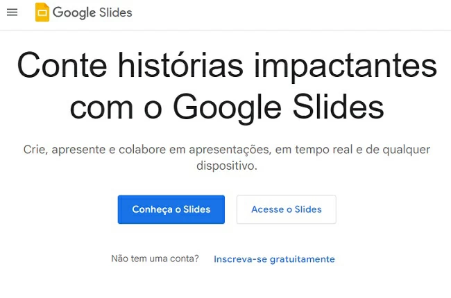 acesso ao slides do google