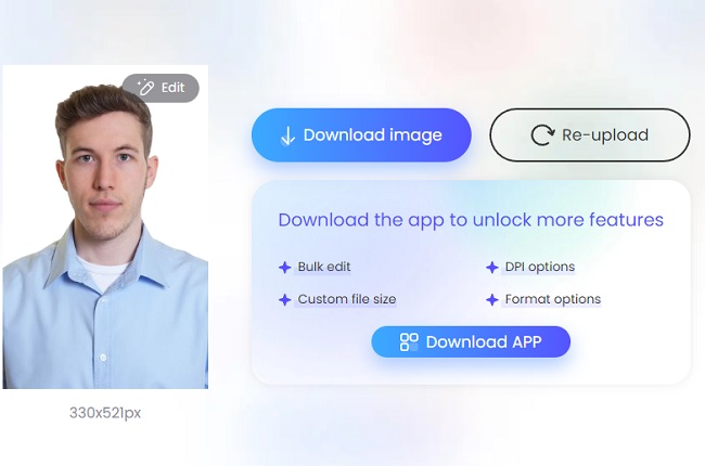 download the passport photo with white background