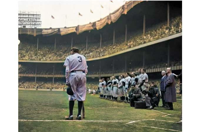 babe ruth retirement ceremony in color