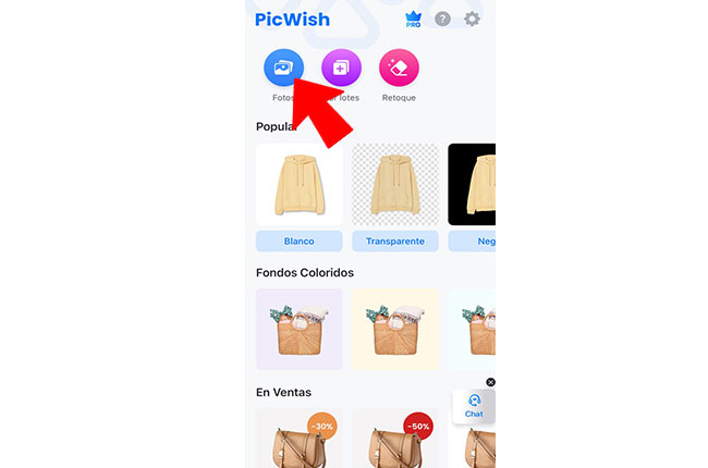 aplicación picwish agregar fotos
