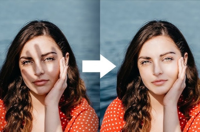 before and after effects of removing background shadow from photo