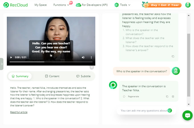 chatvideo transcribe video to text online