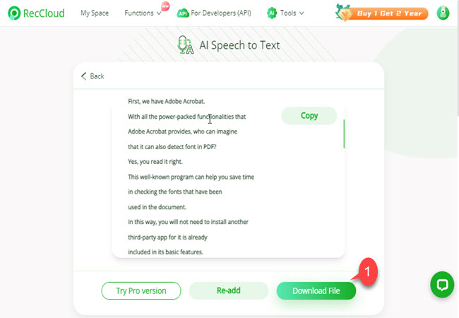 reccloud transcribe voice to text