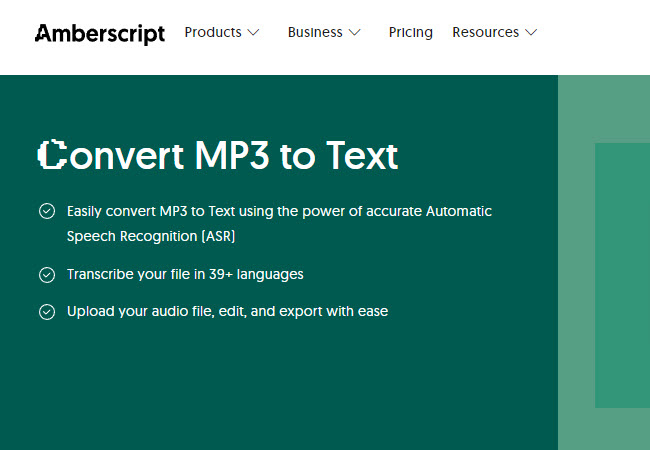amberscript mp3 to text