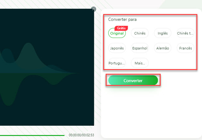 reccloud selecionar idiomas=