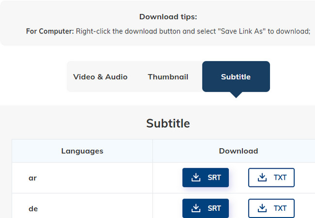 download4 youtube subtitle download interface