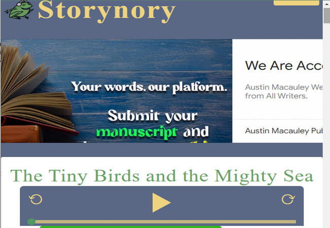 storynory stories on website interface