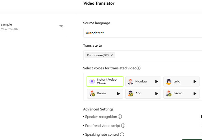 blipcut video translation web interface