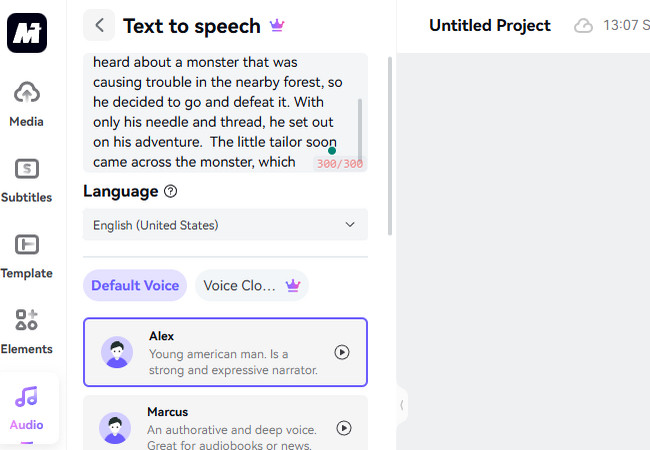 media interface for text to speech