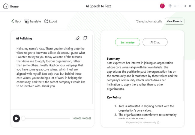 reccloud voice to text transcription main interface