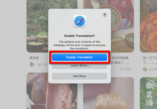 safari enable the translation operation