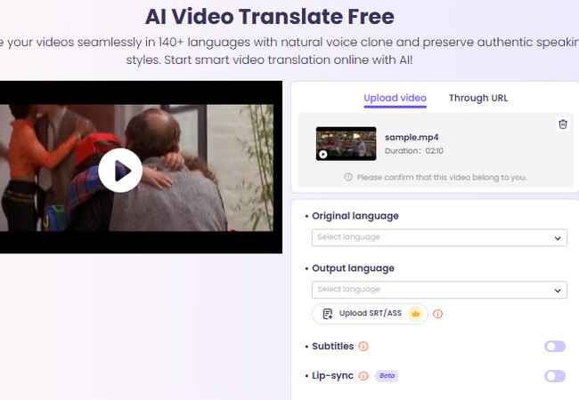 vidnoz video translation web interface