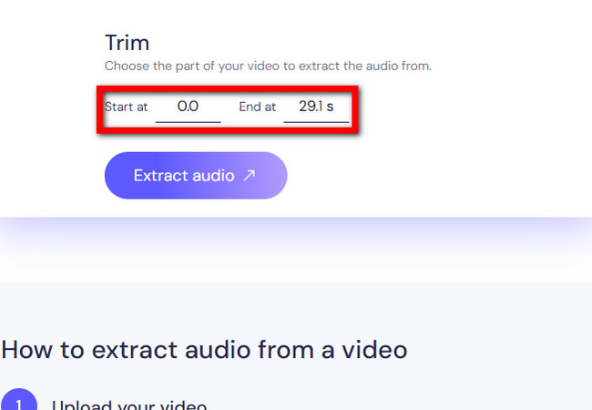 choose which duration you wish to extract the audio