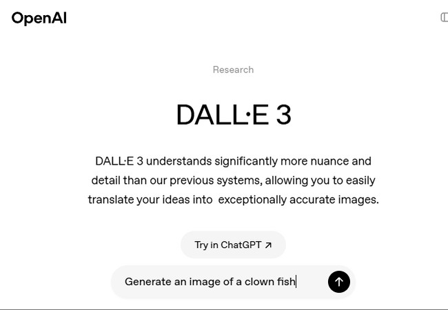 dalle ai tool main interface