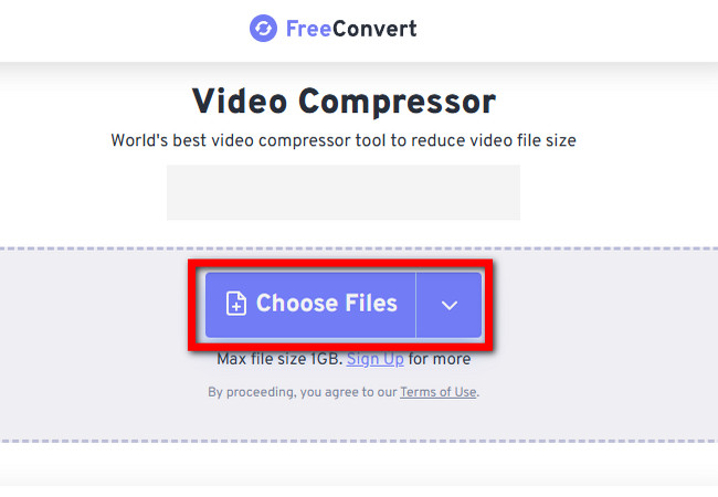 import the video on freeconvert video compressor