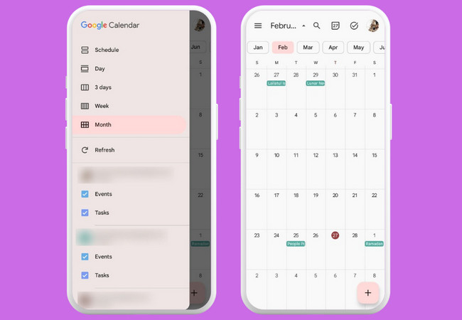 google calendar student app display