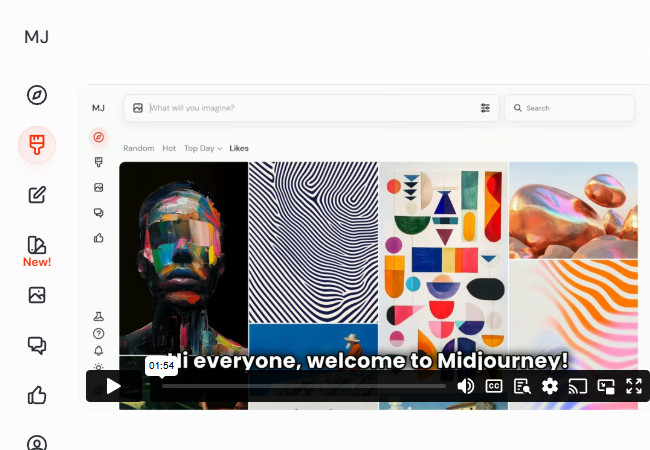 midjourney ai tool main interface