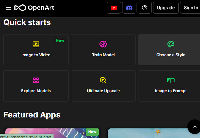 openart ai tool main interface