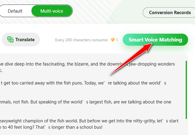 click the smart voice matching button