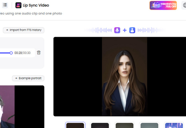 interface of topmediai lip sync video generator