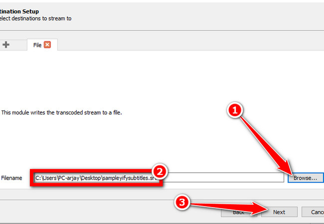 choose an output location