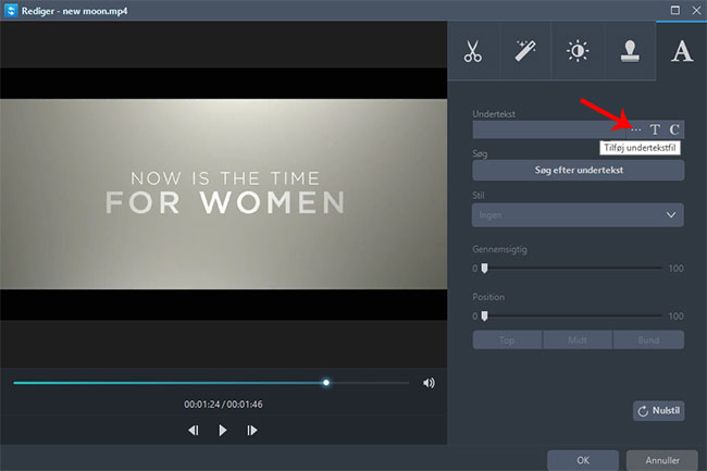 tilføje tekst til video