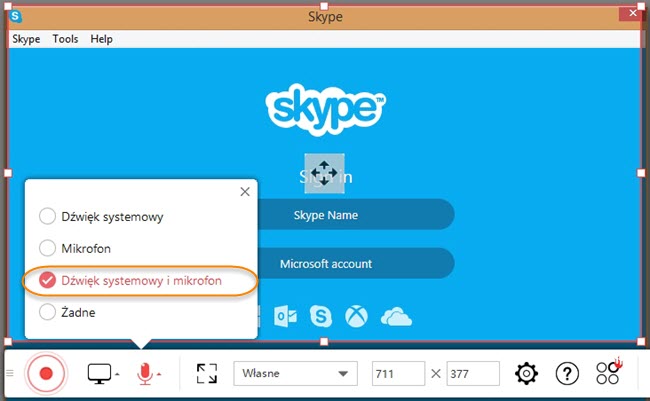 rejestrator dla Skype