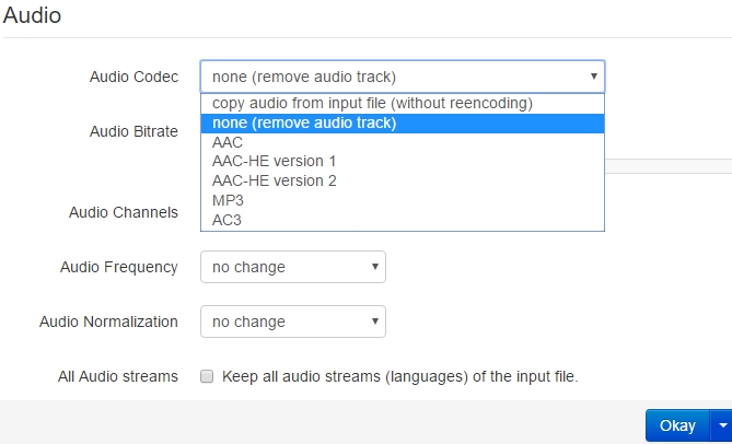 enlever l'audio avec Cloudconvert