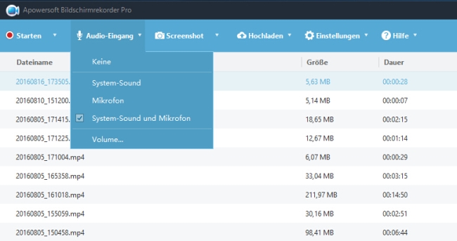 Apowersoft Bilderschirmrecorder Pro