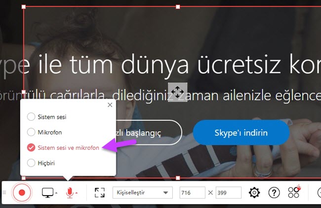 video cağrı kaydetme