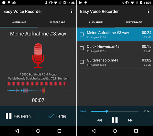 Stimmaufnahme-App für Android