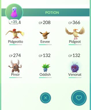 pokemon go potion