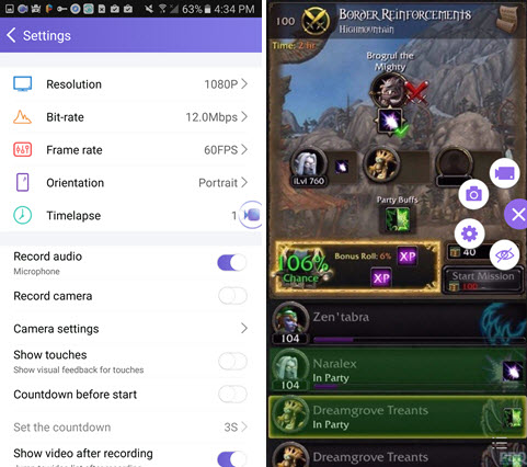 record WoW Legion Companion on Android