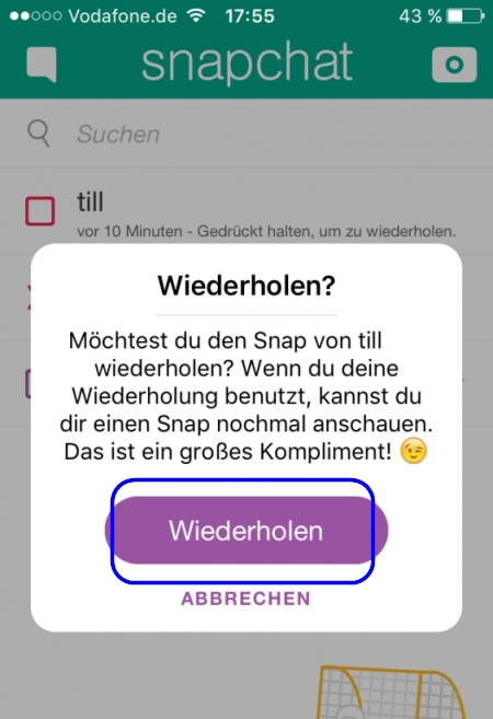 Snapchat Snap wiederholen