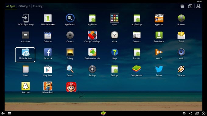 interface of bluestacks on pc