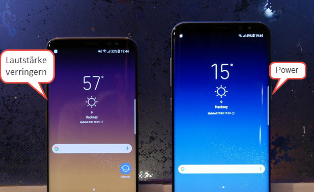 Screenshots mit Standardmethode auf Galaxy S8 erstellen