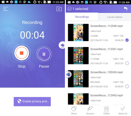 record Android screen and face