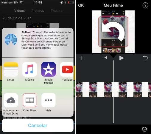Como rodar o vídeo via iMovie
