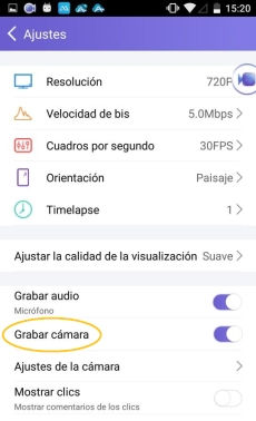habilitar la grabación de cámara