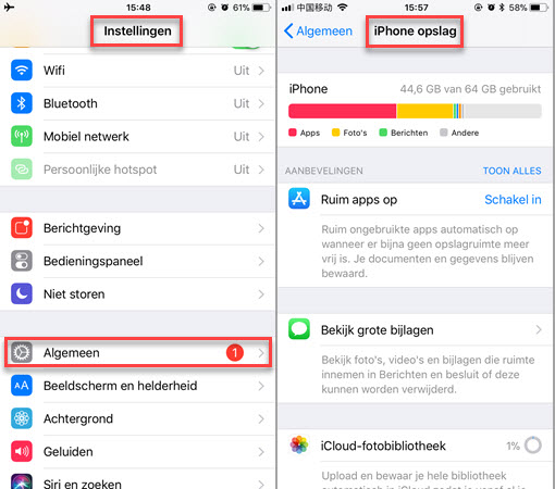 Controleer de iPhone-opslag