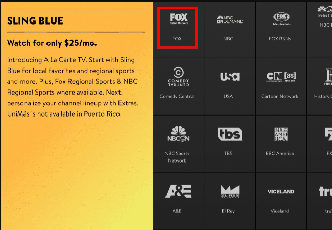 sling tv forfait bleu 