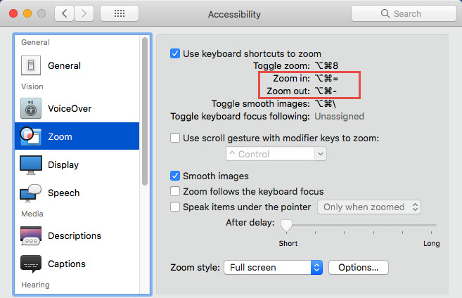 how to zoom out mac