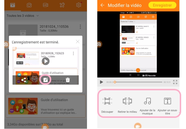 éditer la vidéo enregistrée avec DU Recorder