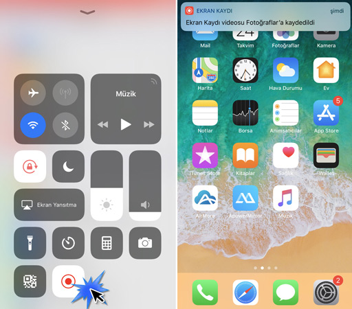 ios 12 üzerinde kaydedici